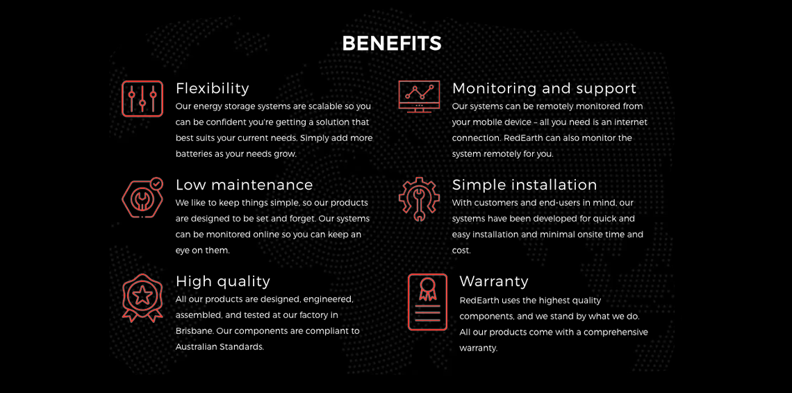 Benefits: Flexibility, Low maintenance, High quality, Monitoring and support, Simple installation, Warranty.
